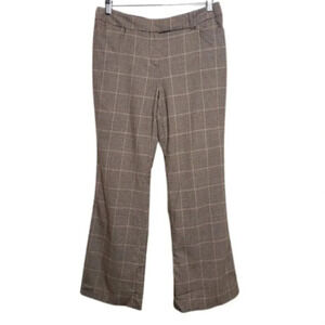 TABOTS Womens 10P Houndstooth Wide  Leg Brown Career Wool Trouser
